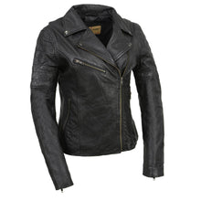Milwaukee Leather SFL2812 Black Vintage Motorcycle Inspired Leather Jacket for Women - Veg-Tan Fashion Jacket