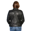 Milwaukee Leather women's black quilted lambskin motorcycle-style jacket with casual fashion design and front zipper closure.