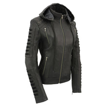 Milwaukee Leather SFL2865 Women's Black Scuba Style Fashion Casual Leather Jacket with Hoodie