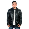 Milwaukee Leather SFM1800 Men's 'Cafe Racer' Black Premium Lambskin Motorcycle Fashion Leather Jacket