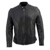 Milwaukee Leather men's black leather moto style fashion jacket, slim fit with zipper details and classic motorcycle design.