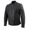 Milwaukee Leather men's black leather moto jacket with stylish design, front zipper, and classic collar, perfect for motorcycle fashion.