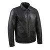 Milwaukee Leather vintage men's black zipper front jacket with shirt collar, classic design and durable leather construction.