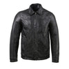 Milwaukee Leather men's vintage black zipper front jacket with shirt collar, classic style, made of durable leather.