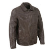 Milwaukee Leather vintage men's brown zipper front jacket with shirt collar, classic style and durable leather construction.