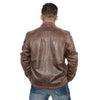 Milwaukee Leather men's brown cafe racer leather jacket with side stitch detailing, made from soft lambskin leather.