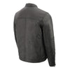 Milwaukee Leather men's black Euro collar cafe style leather jacket with front zipper and stylish design.