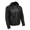 Milwaukee Leather men's black vintage leather hooded jacket with premium material, front zipper, and stylish design.