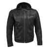 Milwaukee Leather men's black vintage hooded jacket made of premium leather, featuring a classic design and hood details.
