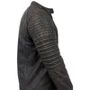 Milwaukee Leather vintage men's brown leather jacket with seamed details and zipper front, featuring a stylish shoulder design.