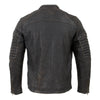 Milwaukee Leather men's vintage brown leather shoulder jacket with seamed details and front zipper closure.