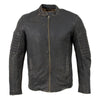 Milwaukee Leather vintage men's brown leather shoulder jacket with seamed details and front zipper closure.