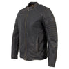 Milwaukee Leather vintage men's brown leather jacket with seamed design, shoulder zipper, and front closure, classic men's jacket style