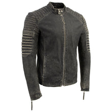 Milwaukee Leather Vintage SFM1808 Men's Black Leather Seamed Shoulder Zipper Front Jacket