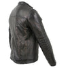 Milwaukee Leather men's two-tone euro collar cafe style leather jacket, front view with detailed stitching and classic design.