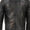 Close-up of Milwaukee Leather men's two-tone euro collar cafe style leather jacket showing detailed stitching and sleek design.
