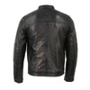 Milwaukee Leather men's two-tone euro collar cafe style leather jacket with front zipper and stylish design.