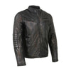 Milwaukee Leather men's two-tone euro collar cafe style leather jacket, featuring a classic design and durable leather construction.