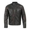 Milwaukee Leather men's two-tone Euro collar cafe style leather jacket with front zipper and stylish design.