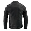Milwaukee Leather men's black Lambskin patch pocket leather jacket, back view showing sleek design and smooth leather finish.