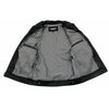 Milwaukee Leather men's black lambskin patch pocket leather jacket, front view with inside web design visible.