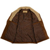 Men's vintage western-style brown suede leather jacket by Milwaukee Leather, featuring long coat design and stylish fashion details.