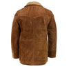 Men's vintage western style long brown suede leather jacket by Milwaukee Leather, featuring classic design and rugged fashion details.