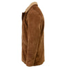 Men's vintage brown suede leather western style coat jacket by Milwaukee Leather, featuring a long design and classic Western details.