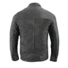 Milwaukee Leather men's Café Racer black and grey leather jacket with triple stitch detailing, stylish and durable for motorcycle riding.