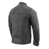 Milwaukee Leather men's Cafe Racer black and grey leather jacket with triple stitch detailing, stylish and durable men's jacket.