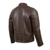 Milwaukee Leather men's brown Cafe Racer leather jacket with snap button collar, stylish men's jacket for motorcycle riding.