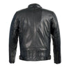 Milwaukee Leather men's black Cafe Racer leather jacket with snap button collar, stylish motorcycle-inspired design.