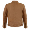 Milwaukee Leather men's Saddle 'Cafe Racer' leather jacket with snap button collar, front pockets, and stylish design.