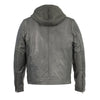 Milwaukee Leather men's anthracite casual leather jacket with removable hoodie, featuring stylish design and durable craftsmanship.