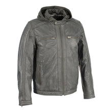 Milwaukee Leather SFM1845 Men's Anthracite Fashion Casual Leather Jacket with Removable Hoodie