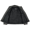 Milwaukee Leather men's black casual leather jacket with removable hoodie, shown inside view highlighting interior and stylish design.