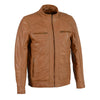 Milwaukee Leather men's SFM1860 lambskin saddle motorcycle jacket, black, with front zipper and stylish leather design.