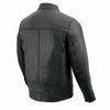 Milwaukee Leather men's black classic moto leather jacket with zipper front, stylish and durable for motorcycle riding.