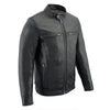 Milwaukee Leather men's black classic moto leather jacket with front zipper and stylish design, perfect for motorcycle riders.