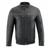 Milwaukee Leather men's black classic moto leather jacket with zipper front, featuring a sleek design and durable material.