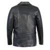 Milwaukee Leather men's black leather blazer jacket with button closure, slim fit, and classic car coat style.