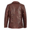 Milwaukee Leather men's classic red leather car coat with button closure, blazer style, shown on a hanger.