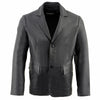 Milwaukee Leather men's black car coat blazer with 2-button closure, stylish leather jacket, front view.