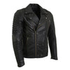 Milwaukee Leather men's black fashion jacket with piping design, made from leather, stylish and tailored fit.