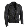 Milwaukee Leather men's black leather fashion jacket with piping design, featuring a stylish fit and detailed stitching.