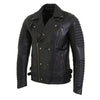 Milwaukee Leather men's black fashion jacket with piping design, featuring a stylish leather jacket with sleek stitching details.