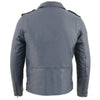 Milwaukee Leather men's blue classic moto leather jacket with front zipper and collar, stylish men's motorcycle jacket.