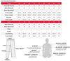 Milwaukee Leather NexGen Ladies SH2333 black and turquoise waterproof rain suit with hood, shown with size chart.