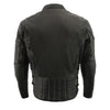 Milwaukee Leather men's black vented leather scooter jacket with side laces, featuring a stylish and casual design.
