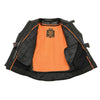 Milwaukee Leather men's black vented leather scooter jacket with side laces, featuring a stylish and durable design.